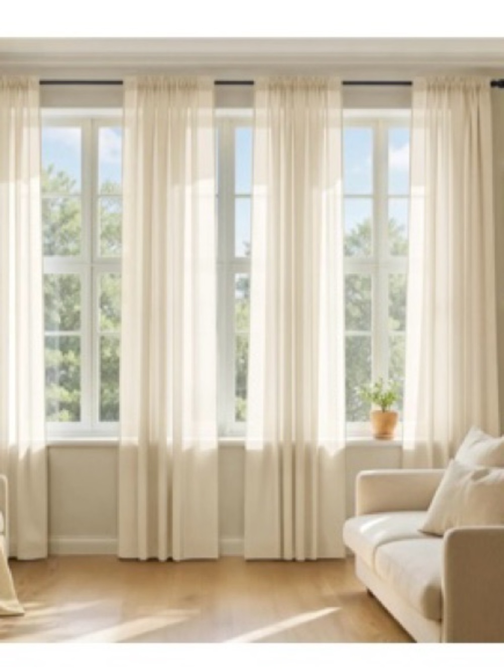 Lightweight Sheer Curtain Panel in Cream — Elegant Window Drapery, New, Open Box